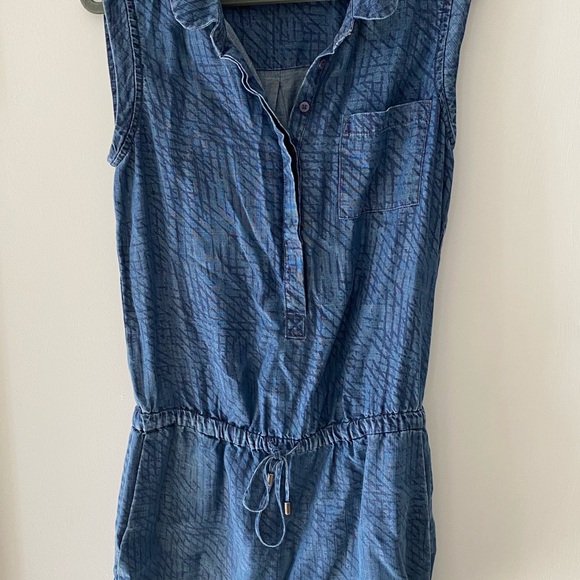 Tart denim print drawstring waist shorts Romper XS - Picture 4 of 7